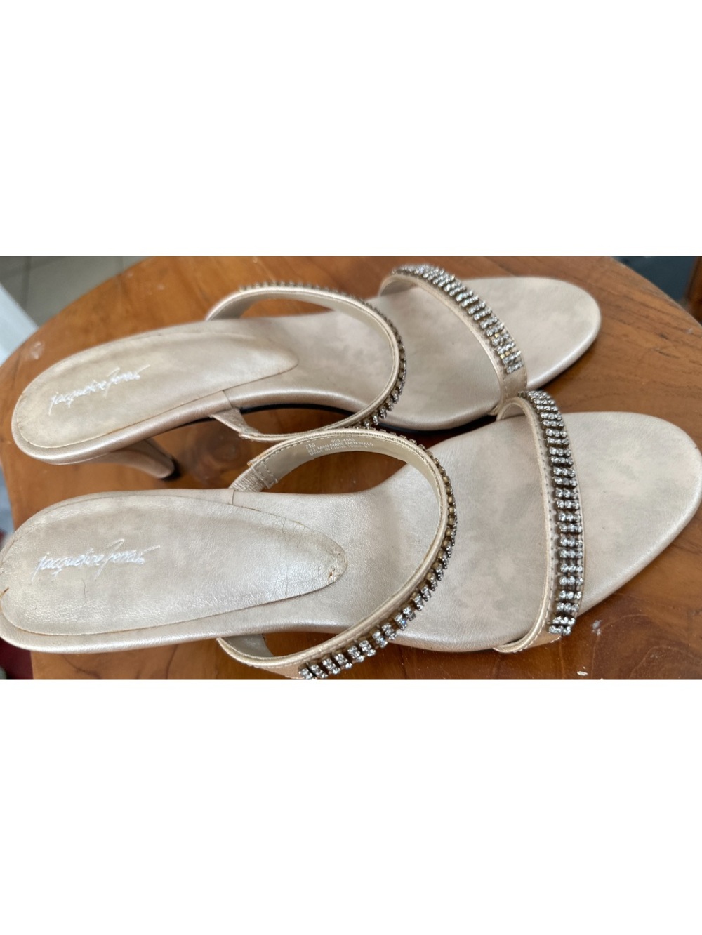 Jacqueline Ferrar Champagne Rhinestone Heeled Sandals